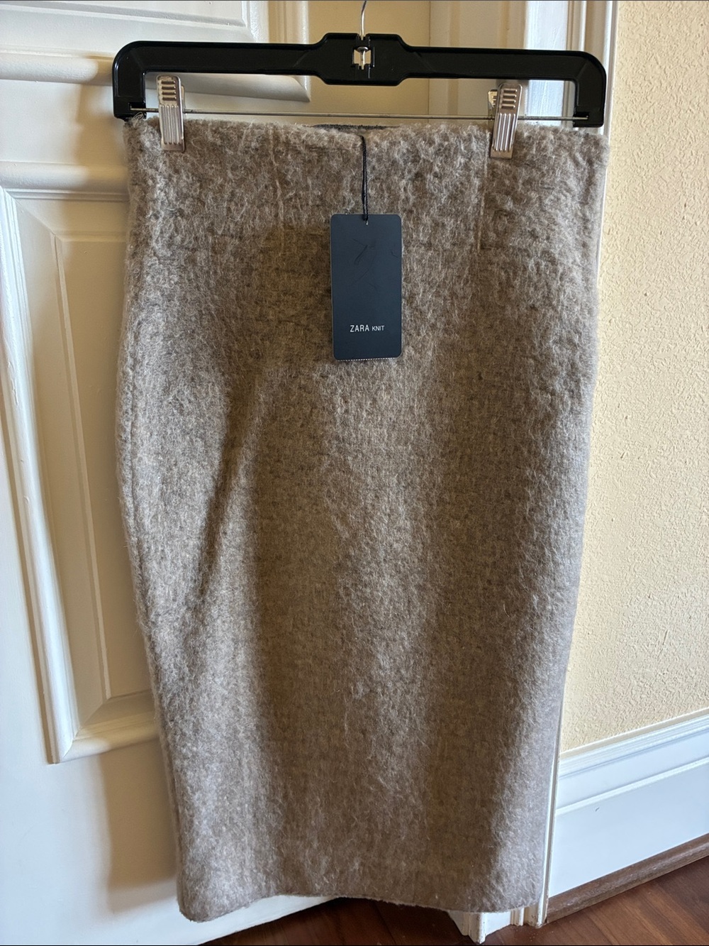 Zara Knit Midi Pencil Skirt in Taupe